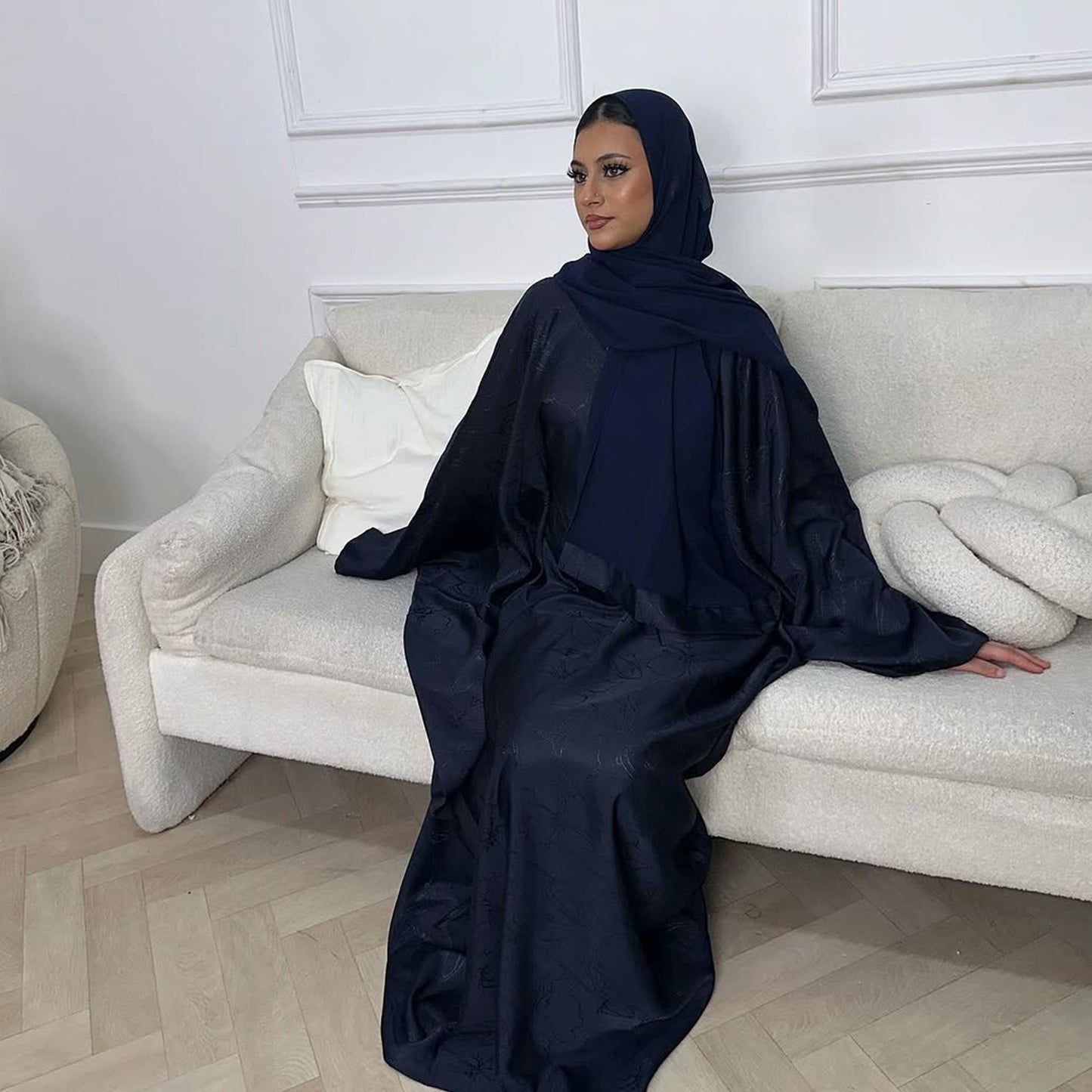 2025 Loriya Dubai Turkish Jacquard Maxi Dress for Muslim Women – Modest Middle Eastern Fashion
