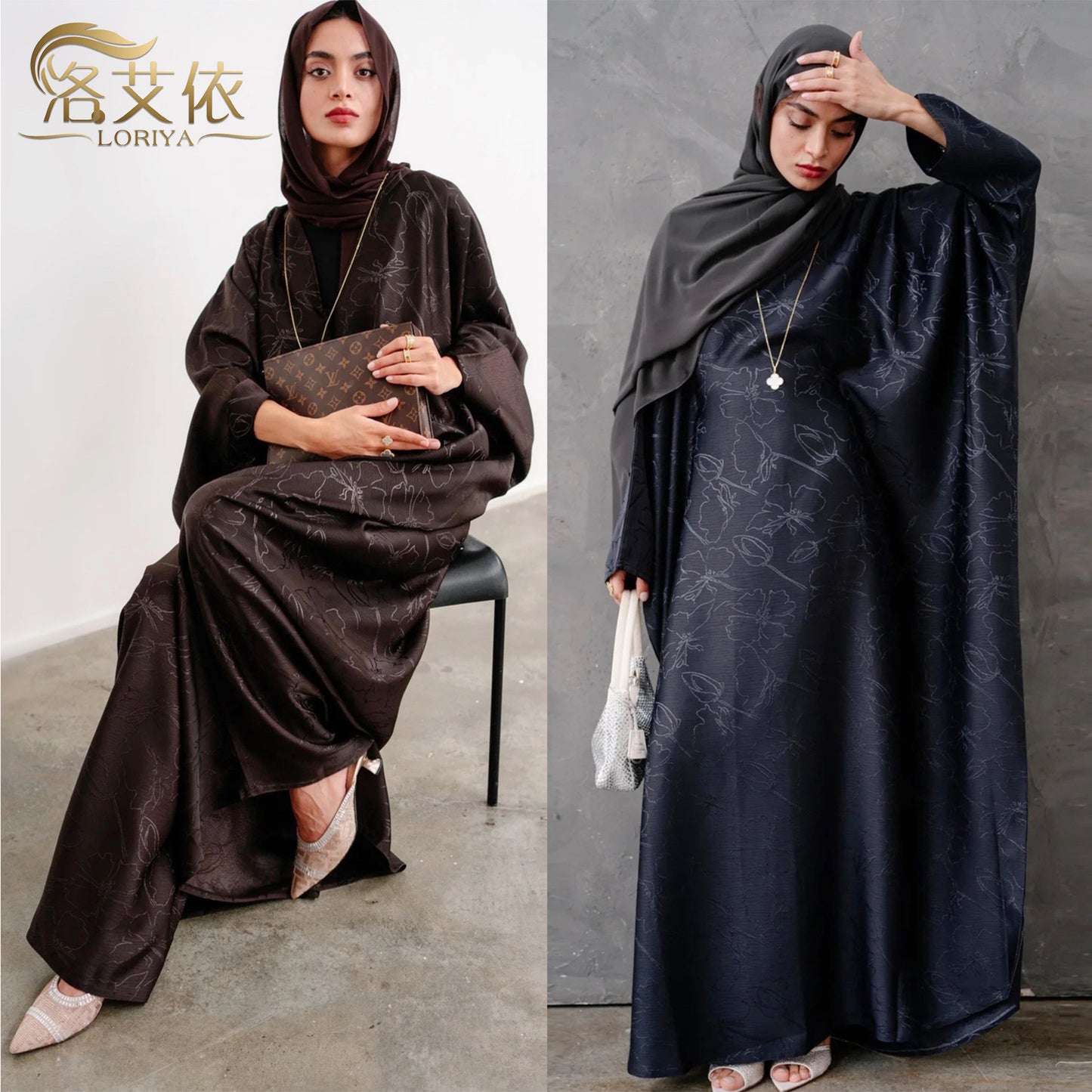 2025 Loriya Dubai Turkish Jacquard Maxi Dress for Muslim Women – Modest Middle Eastern Fashion