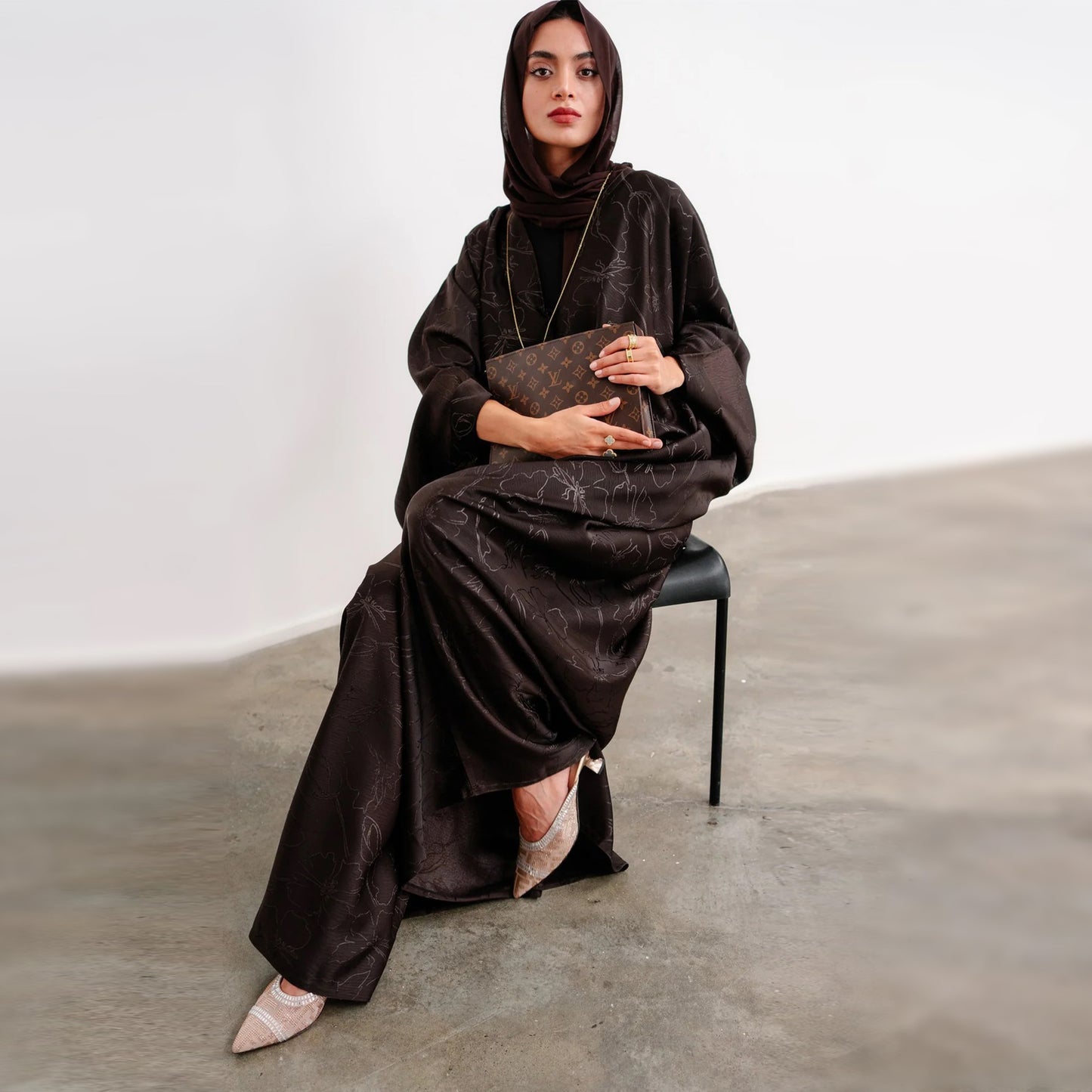 2025 Loriya Dubai Turkish Jacquard Maxi Dress for Muslim Women – Modest Middle Eastern Fashion