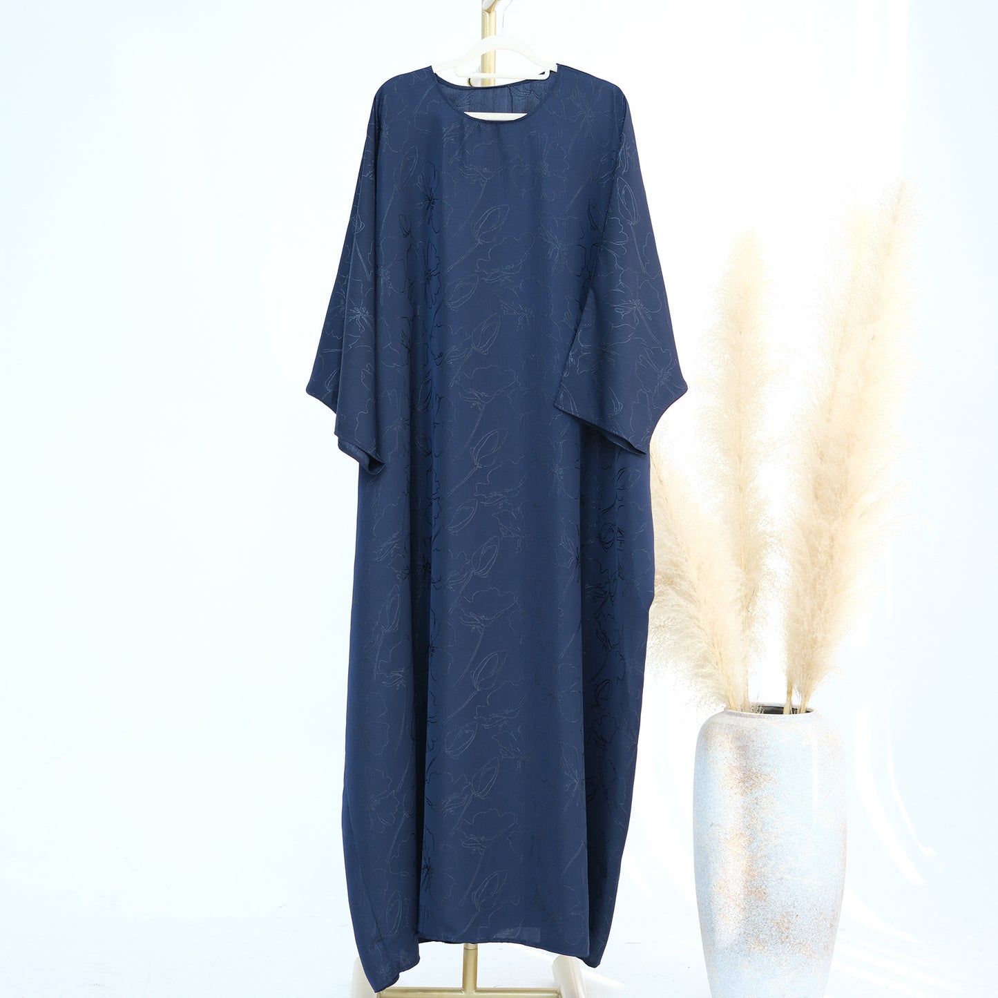 2025 Loriya Dubai Turkish Jacquard Maxi Dress for Muslim Women – Modest Middle Eastern Fashion