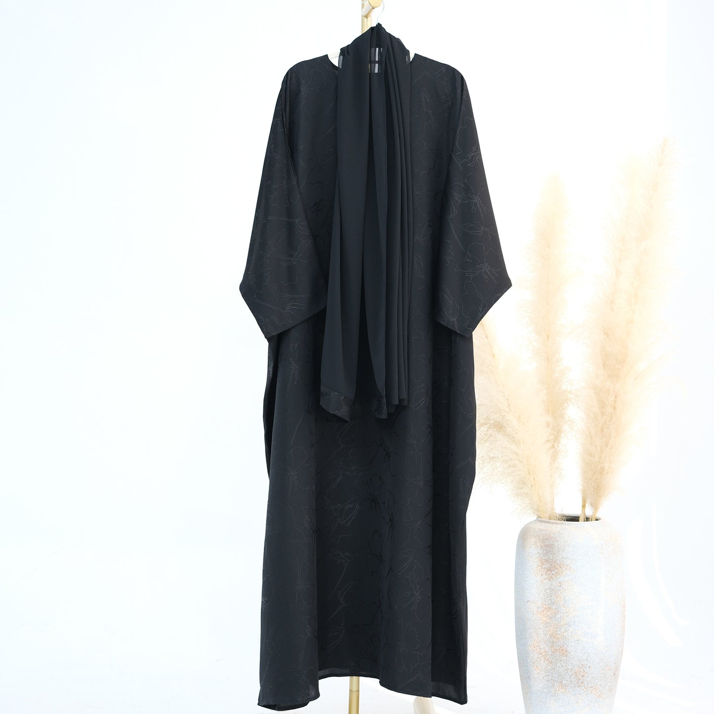 2025 Loriya Dubai Turkish Jacquard Maxi Dress for Muslim Women – Modest Middle Eastern Fashion