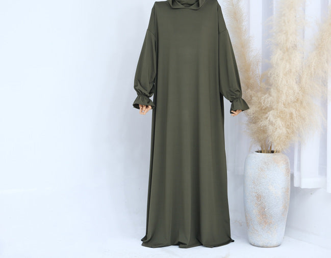 2026 SHINE Solid Color Hooded Abaya Kaftan for Muslim Women – Dubai Turkish Modest Casual Long Robe, Lightweight Daily Wear