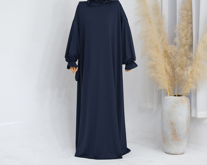 2026 SHINE Solid Color Hooded Abaya Kaftan for Muslim Women – Dubai Turkish Modest Casual Long Robe, Lightweight Daily Wear