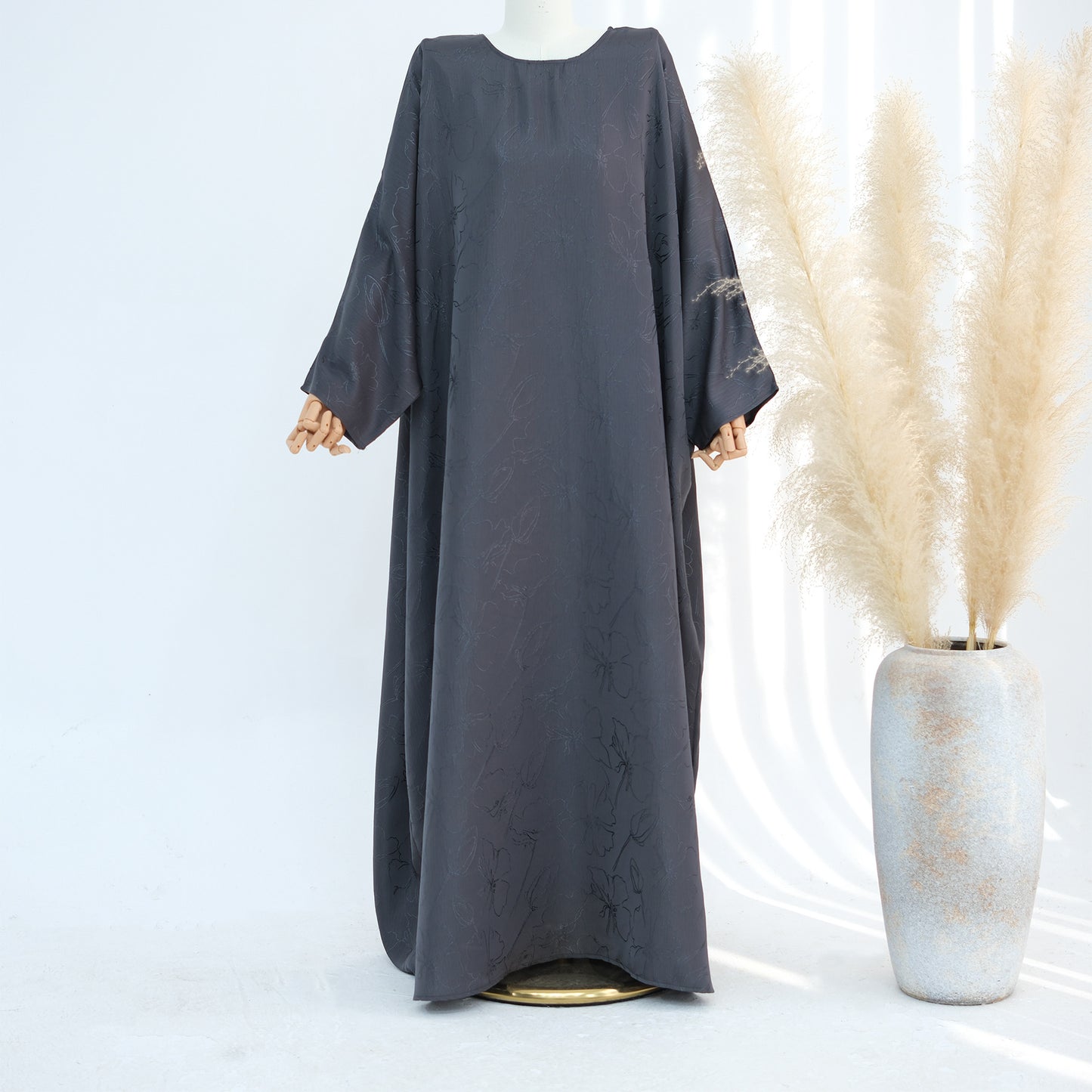 2025 Loriya Dubai Turkish Jacquard Maxi Dress for Muslim Women – Modest Middle Eastern Fashion