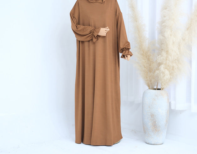2026 SHINE Solid Color Hooded Abaya Kaftan for Muslim Women – Dubai Turkish Modest Casual Long Robe, Lightweight Daily Wear