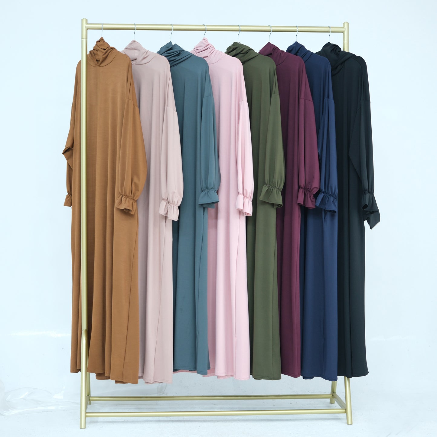 2026 SHINE Solid Color Hooded Abaya Kaftan for Muslim Women – Dubai Turkish Modest Casual Long Robe, Lightweight Daily Wear